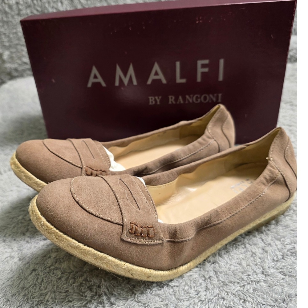 NEW Amalfi by‎ Rangoni Cielo Tan Suede Ballet Espadrille Flats Loafer Size 8M